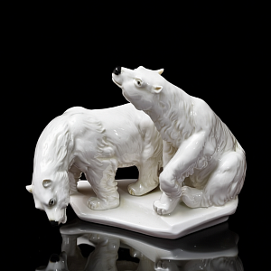 Антикварная Фарфоровая Статуэтка «БЕЛЫЕ МЕДВЕДИ», Karl Ens / Карл Энс, первая половина ХХ века.