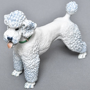 Коллекционная Фарфоровая статуэтка «Собака. ПУДЕЛЬ в зеленом ошейнике», ROSENTHAL Германия.