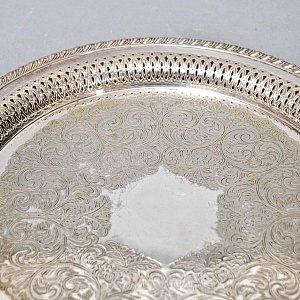 Старинный Круглый Поднос, Мелталл Silverplated, SHEFFIELD Англия первая половина ХХ века.