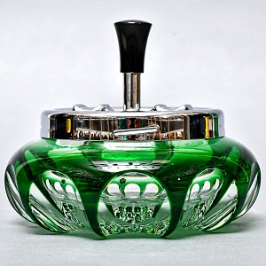 Зелёная Хрустальная Пепельница с механизмом «ЮЛА», NACHTMANN Германия, конец 60-х гг. 