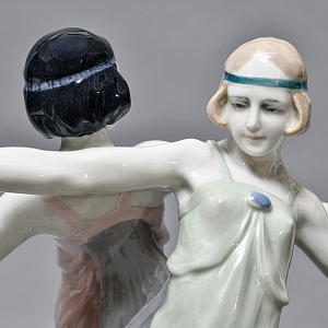 Антикварная Фарфоровая статуэтка «Танцующие девушки», Karl Ens Германия, первая половина ХХ века. 