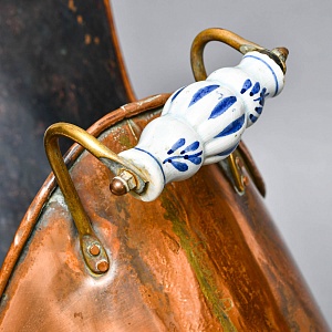 Большой Антикварный Зольник - Угольница с Фарфоровыми ручками, Медь, Англия, первая половина ХХ века! 