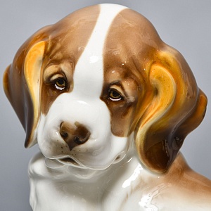 Коллекционная Фарфоровая статуэтка «Собака. Щенок Сенбернара», Nymphenburg Германия, 50-е гг.