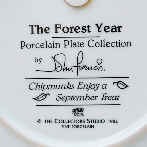  Коллекционная Тарелка «Лесной Год - СЕНТЯБРЬ» Фарфор, Studio Fine Porcelaine Англия -1982 год.