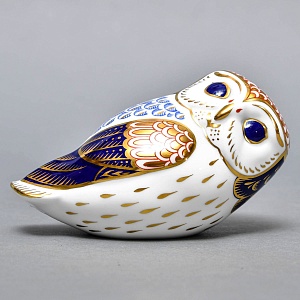 Коллекционное Пресс - Папье, Фарфоровая Статуэтка «СОВА», Royal Crown Derby, Англия, 80-е гг. 