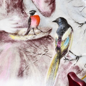 Коллекционная Фарфоровая тарелка «Девушка - Зима», Henri d'Arceau - Limoges Франция, 1979 год. 