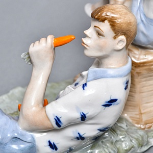 Большая Коллекционная Фарфоровая статуэтка «Бездельники», Россия ДФЗ Дулево. 