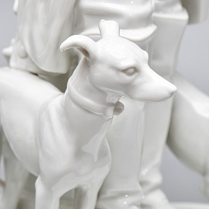 Антикварная Фарфоровая статуэтка «Старый Фриц. Король Пруссии Фридрих II с собаками»,  Volkstedt Германия.