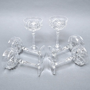 Редкость! Хрустальные Креманки - Фужеры для Шампанского WMF Cristal Cabinet, Германия конец 60-х гг.