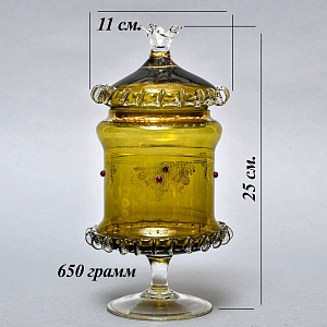 Антикварная Стеклянная Конфетница - Бисквитница - Доза, Германия конец XIX века. 