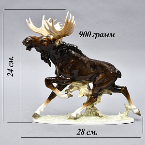 Коллекционная Фарфоровая статуэтка «Охота. Бегущий лось», Hutschenreuther Германия.