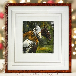 Редкость! Картина - Цветная Гравюра «Лошади - Поло». Thomas ROSS Англия.