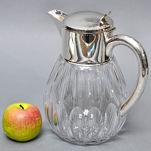 Винтажный Хрустальный  Графин - Кувшин на 3 литра с Колбой для льда, Silverplated Германия. 