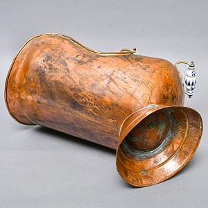 Большой Антикварный Зольник - Угольница с Фарфоровыми ручками, Медь, Англия, первая половина ХХ века! 