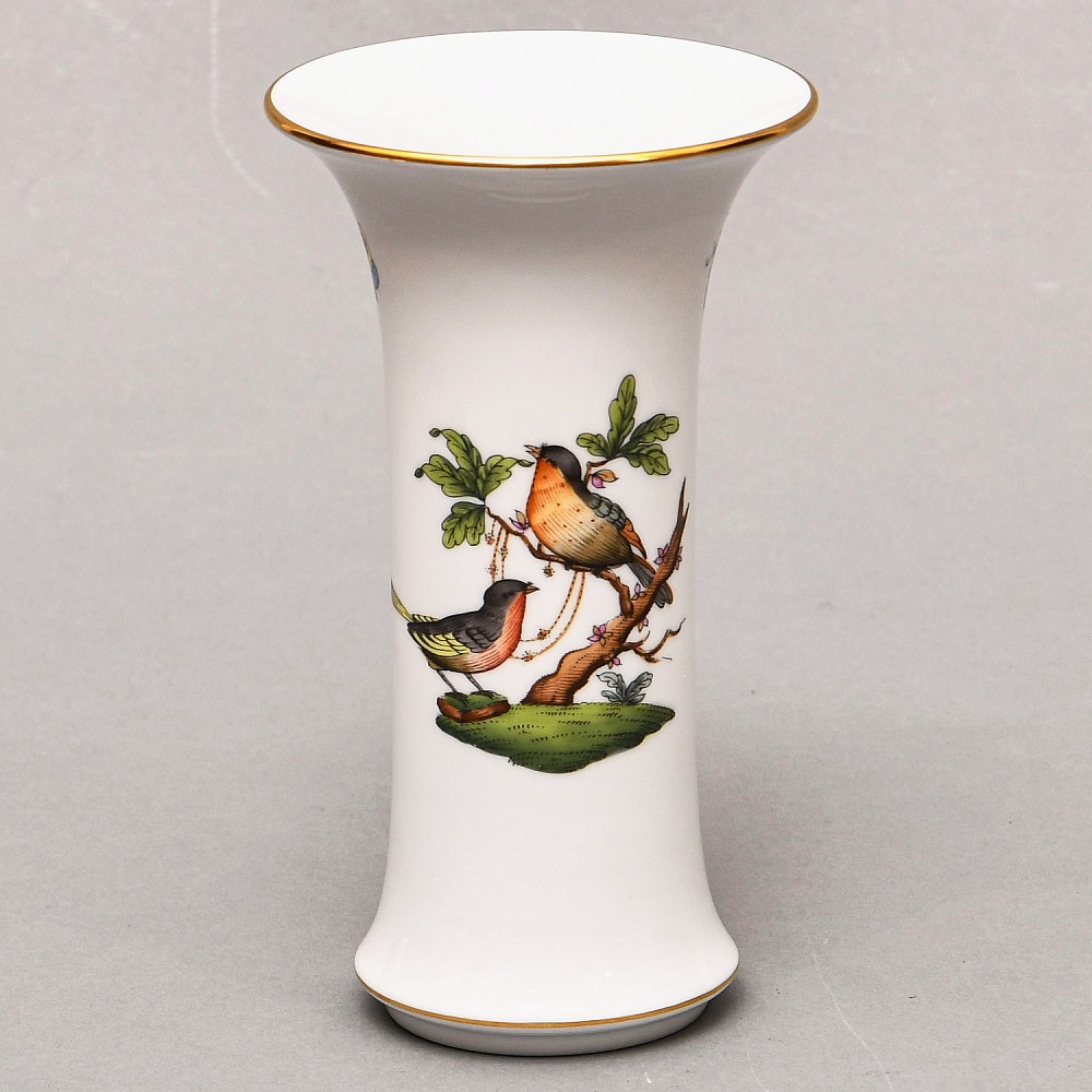 Небольшая Коллекционная Ваза для цветов «ROTHSHILD BIRDS», Фарфор Herend Венгрия.