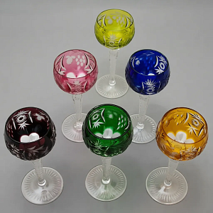 Набор 6-ть Водочных Рюмок «Виноград» Цветной Хрусталь, NACHTMANN Германия, 60-е гг.