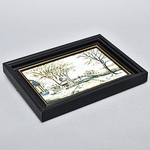 Фарфоровый Пласт - Картина - Панно «Сельский пейзаж. Пастбище», Royal Delft Голландия 50 гг. 