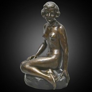 Большая Фарфоровая Статуэтка «Обнаженная Девушка», Otto Poertzel Германия, первая половина ХХ века.