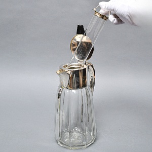 Винтажный Хрустальный Графин - Кувшин на 2,8 литра с Колбой для льда, Silverplated Германия. 