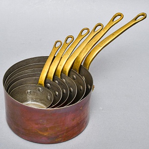 Винтажный Набор - 6-ть Ковшиков - Сотейников разных размеров, Медь, Франция, 70 -е годы ХХ века! 