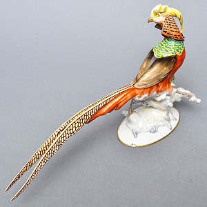 Коллекционная Фарфоровая статуэтка Птица - «Золотой Фазан», Hutschenreuther Германия, 60-е гг.