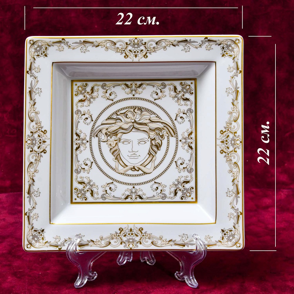 Коллекционная Фарфоровая Тарелочка - Визитница - Пепельница из серии "MEDUSA GALA", VERSACE Rosenthal Германия, 1993 год.