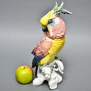 Большая Фарфоровая Статуэтка «Птица. Желто - Розовый Какаду» Н -36 см., Karl Ens Германия, 50-е годы.
