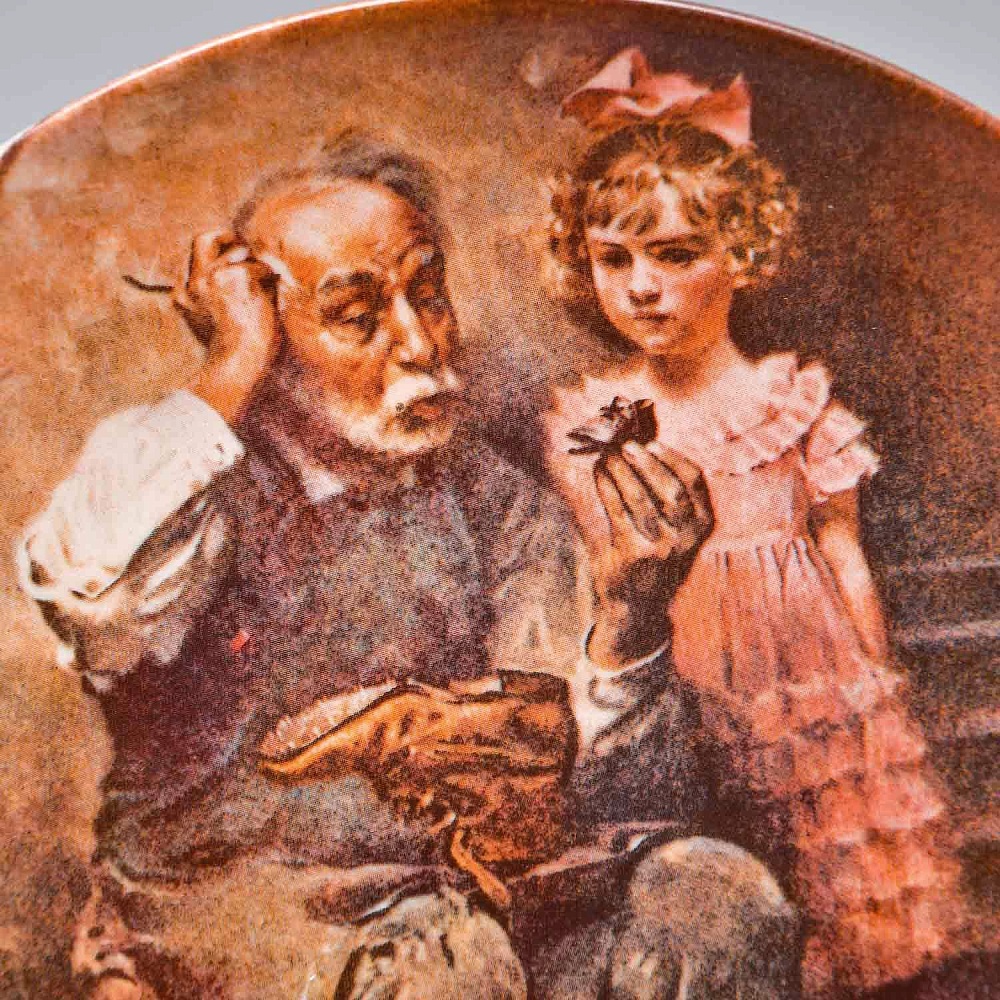  Коллекционная тарелка «Мой любимый дедушка. Сапожник для куклы», Фарфор RECO США - 1978 год. 