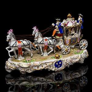 Редкость! Большая Фарфоровая статуэтка «КАРЕТА», SITZENDORF Германия, середина ХХ века.