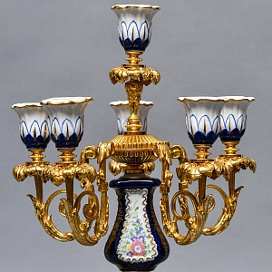 Редкость! Большой Фарфоровый Канделябр - Подсвечник на 6-ть свечей, Giulia Mangani Италия, середина ХХ века. 