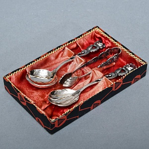 «Хильдесхаймская роза» - Десертный Сервировочный Набор, Silverplate, Германия 60-е годы.