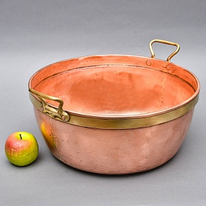 Винтажный Медный Таз на 16-ть литров в латунном окладе, Франция - первая половина ХХ века. 