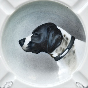 Антикварная Фарфоровая Пепельница «Охотничья собака», Kaestner Saxonia, Германия -20 гг. 