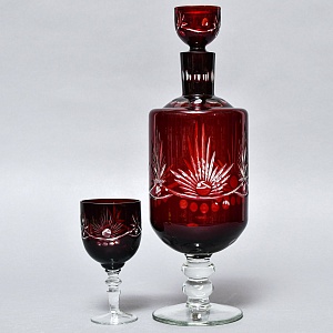 Набор Графин и Рюмки «Рубиновый Хрусталь», Tirgu-Mures Германия, 50 -е годы ХХ века.