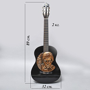 Авторское Настенное Панно «Гитара и Владимир Высоцкий», медь, СССР 80-е годы ХХ века.