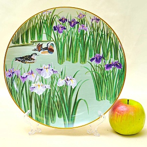 Коллекционная Тарелка - Блюдо «Март» - «Утки - Мандаринки и Ирисы» Фарфор, Franklin Mint Япония, 1979 год.
