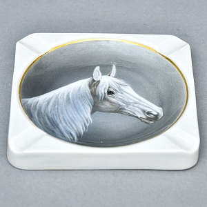 Антикварная Фарфоровая Пепельница  - Мелочевница "Лошадь", Kaestner Saxonia, Германия -20 гг.