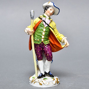 Антикварная Фарфоровая Статуэтка «Придворный садовник», Meissen, Германия, конец XIX — начало XX века.