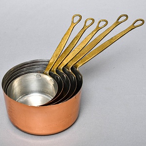 Винтажный Набор - 5-ть Медных Ковшиков - Сотейников разных размеров, Франция - 70 -е годы ХХ века.