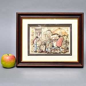 Объемная Картина - Панно в технике 3D декупаж «Лавка старьевщика», 70-е годы ХХ века.