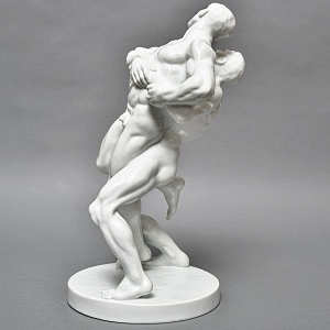 Редкость! Большая Фарфоровая статуэтка «Cпортсмены. БОРЦЫ», HEREND Венгрия, середина ХХ века.