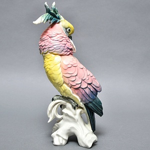 Большая Птица - Фарфоровая Статуэтка «Розово - Жёлтый Какаду» Н -36 см., Karl Ens Германия.
