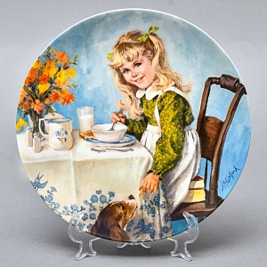 Коллекционная Фарфоровая Тарелка «День девочки Бекки. Завтрак», RECO США - 1986 год. 