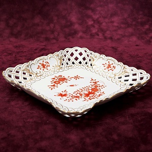 Фарфоровое Блюдо - Фруктовница - Сухарница «Индийский цветок» Фарфор MEISSEN / МЕЙСЕН.