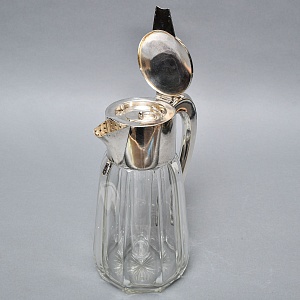 Винтажный Хрустальный Графин - Кувшин на 2,8 литра с Колбой для льда, Silverplated Германия. 