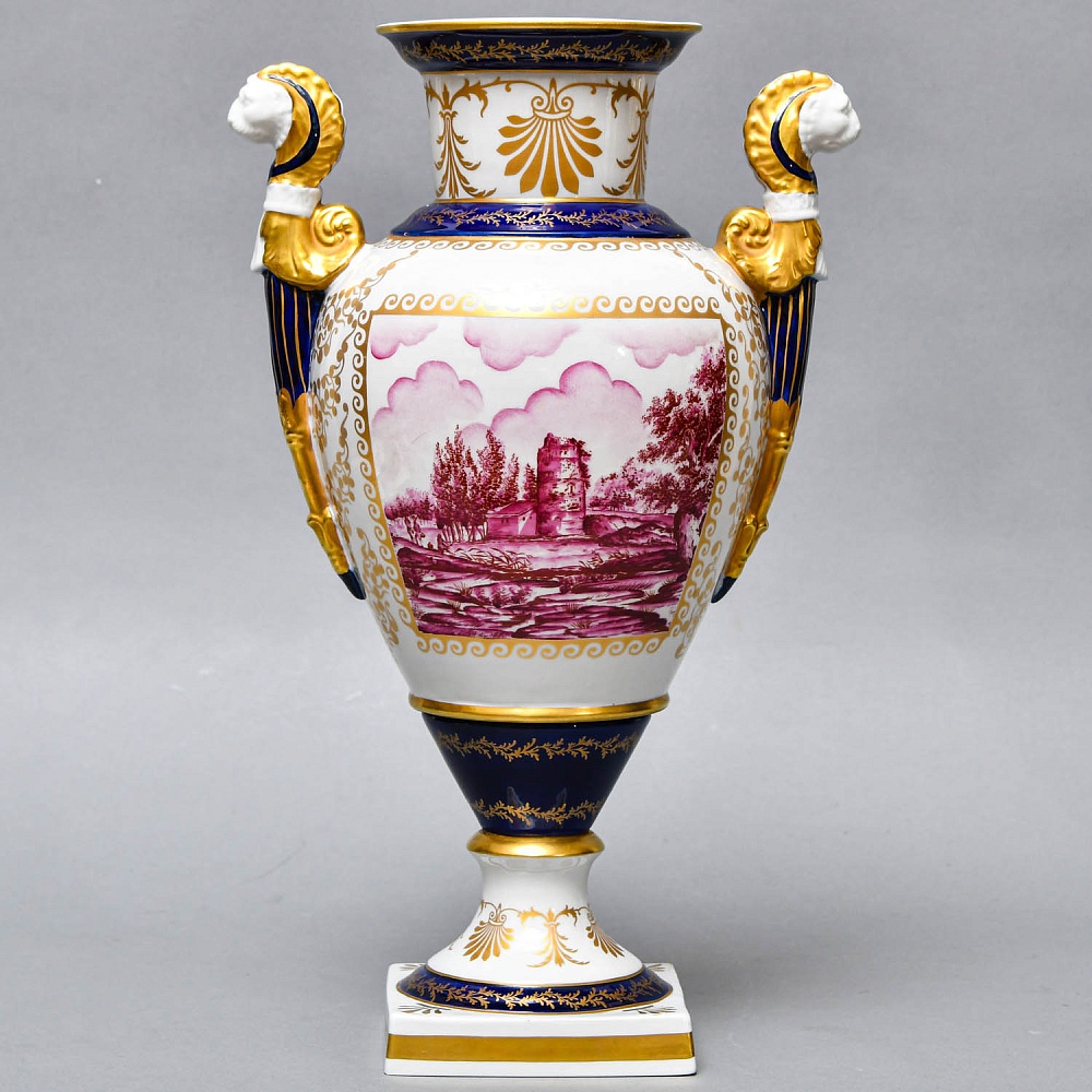 Коллекционные Парные Фарфоровые Вазы в стиле Ампир, Giulia Mangani Италия, середина ХХ века. 