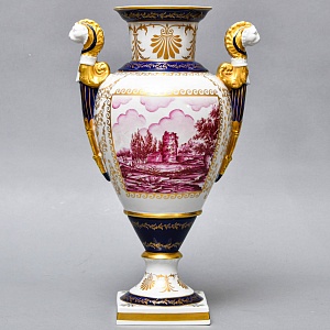 Коллекционные Парные Фарфоровые Вазы в стиле Ампир, Giulia Mangani Италия, середина ХХ века. 