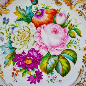 Антикварное Коллекционное Фарфоровое Блюдо - Тарелка «Садовый букет», Rosenthal Германия, 1891 - 1906 годы.