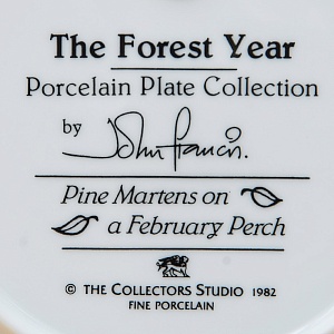 Коллекционная Тарелка «Лесной Год - ФЕВРАЛЬ» Фарфор, Studio Fine Porcelaine Англия -1982 год.