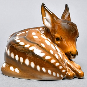 Коллекционная Фарфоровая статуэтка «Лежащий Олененок», ROSENTHAL Германия, 1943 - 1946 годы. 